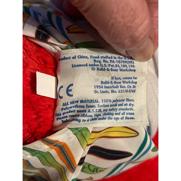 Build a Bear Red Brachiosaurus Dinosaur Plush 17 in Red Body Surf Club Outfit - Picture 5 of 6